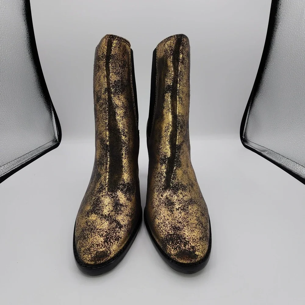 Lauren Ralph Lauren Mylah Stretch Gold Bronze Ankle‎ Boots Womens 8B NEW No Box